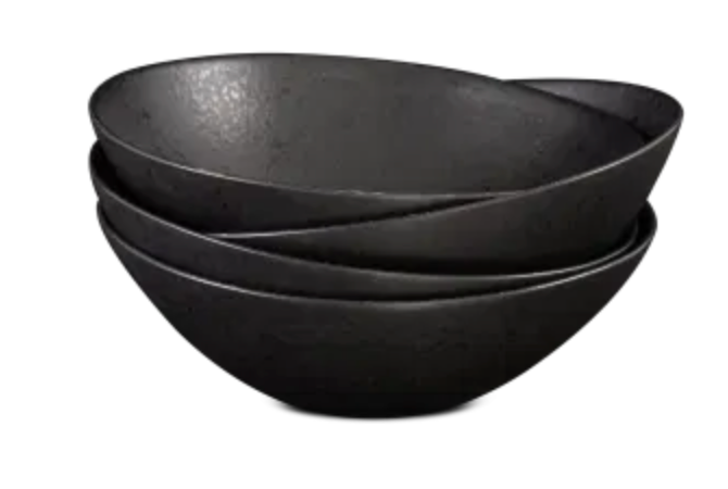Ceramic Cereal Bowls BLACK STONE (Set of 2)