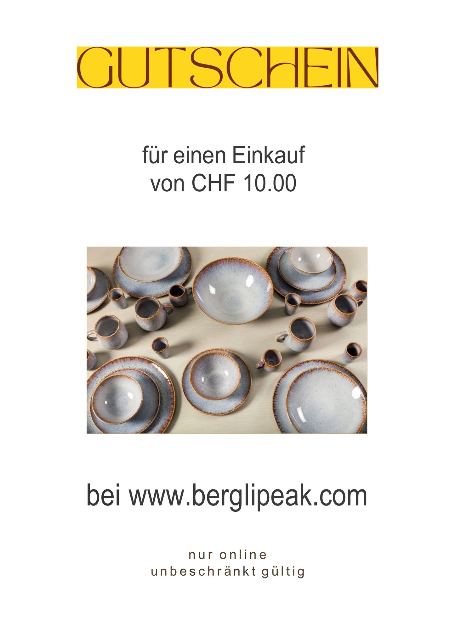 Geschenkgutschein für Bergli Peak Onlineshop