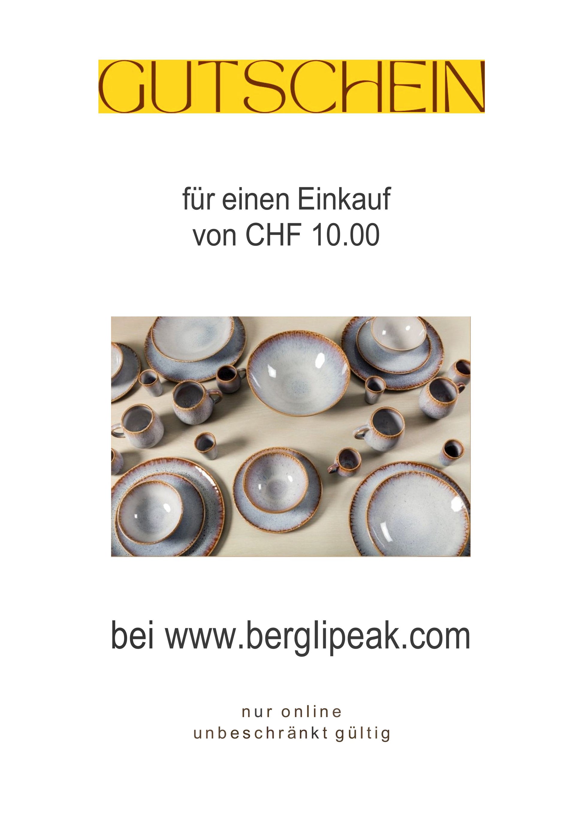 Geschenkgutschein für Bergli Peak Onlineshop