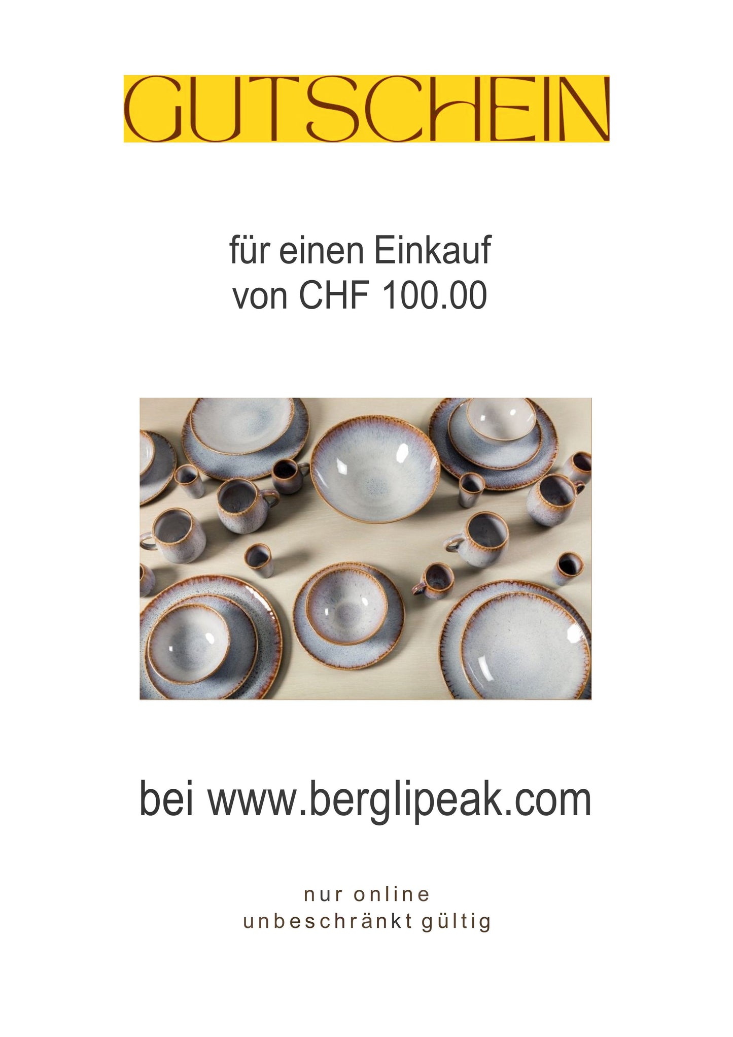 Geschenkgutschein für Bergli Peak Onlineshop