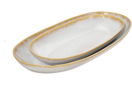 Servierplatten oval AMAZONIA (2er-Set) Weiss